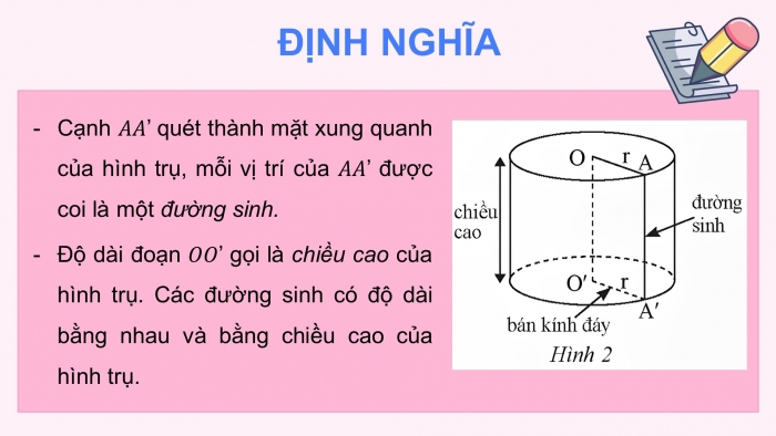 Giáo án điện tử Toán 9 chân trời Bài 1: Hình trụ