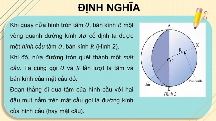 Giáo án điện tử Toán 9 chân trời Bài 3: Hình cầu