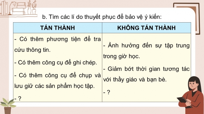 Giáo án điện tử Tiếng Việt 5 chân trời Bài 5: Luyện tập tìm ý cho đoạn văn nêu lí do tán thành hoặc phản đối một hiện tượng, sự việc