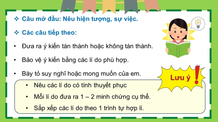 Giáo án điện tử Tiếng Việt 5 chân trời Bài 6: Viết đoạn văn nêu lí do tán thành hoặc phản đối một hiện tượng, sự việc (Bài viết số 2)