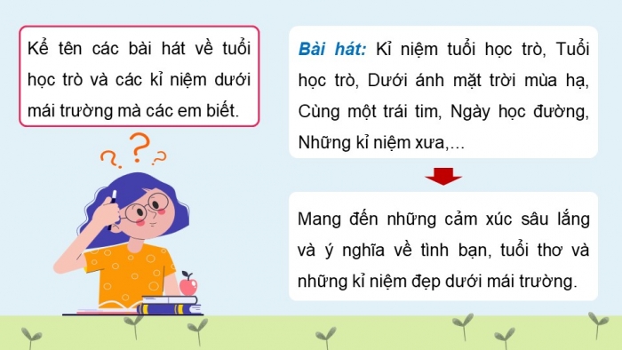 Giáo án điện tử Âm nhạc 9 chân trời Bài 20: Hát Một thời để nhớ, Nhạc cụ thể hiện giai điệu Bài thực hành số 5