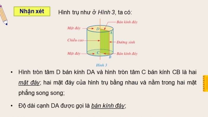 Giáo án điện tử Toán 9 cánh diều Bài 1: Hình trụ