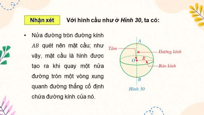 Giáo án điện tử Toán 9 cánh diều Bài 3: Hình cầu