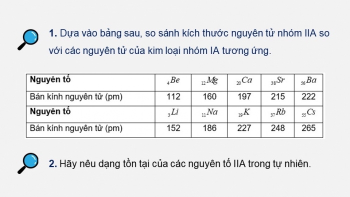 Giáo án điện tử Hoá học 12 chân trời Bài 18: Nguyên tố nhóm IIA