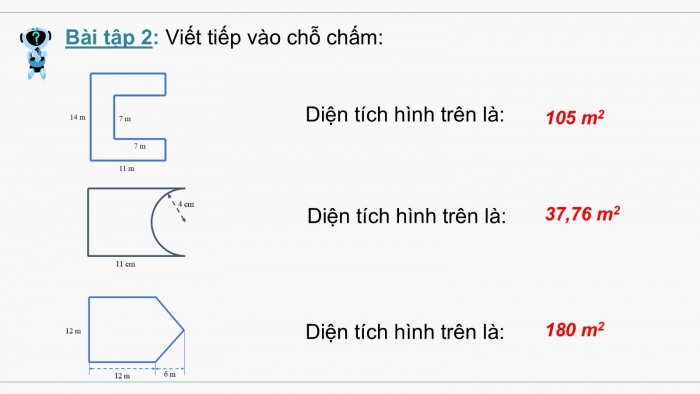 Giáo án PPT dạy thêm Toán 5 Cánh diều bài 57: Luyện tập về tính diện tích