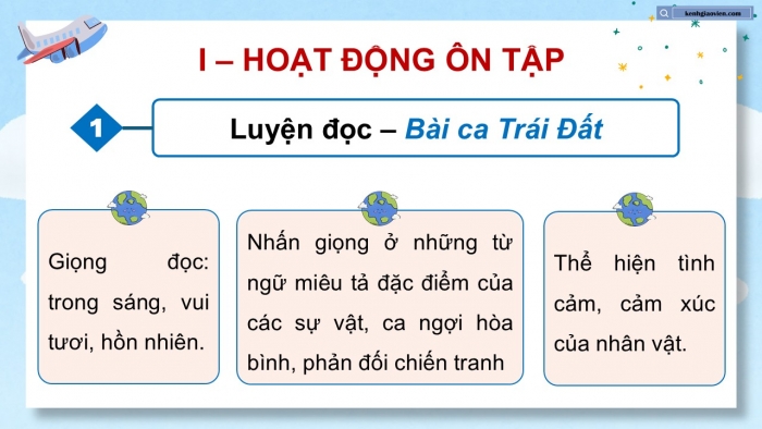 Giáo án PPT dạy thêm Tiếng Việt 5 cánh diều Bài 16: Bài ca Trái Đất, Liên kết câu bằng cách lặp từ ngữ, Viết báo cáo công việc