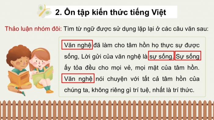 Giáo án PPT dạy thêm Tiếng Việt 5 cánh diều Bài 16: Việt Nam ở trong trái tim tôi, Luyện tập liên kết câu bằng cách lặp từ ngữ