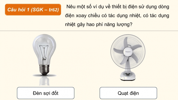 Giáo án điện tử KHTN 9 cánh diều - Phân môn Vật lí Bài 12: Tác dụng của dòng điện xoay chiều