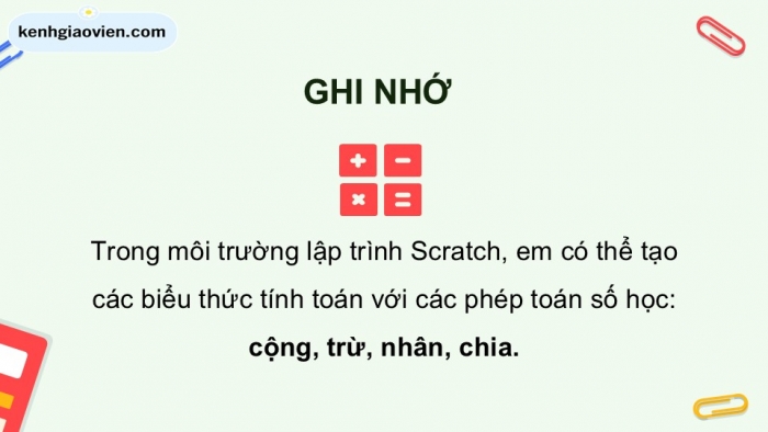 Giáo án điện tử Tin học 5 cánh diều Chủ đề F Bài 10: Các phép toán số học cơ bản và phép kết hợp