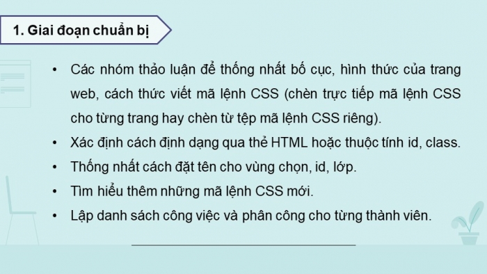 Giáo án điện tử Khoa học máy tính 12 chân trời Bài F13: Dự án tạo trang web (tiếp theo)