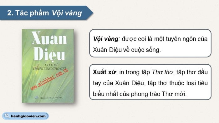 Giáo án PPT dạy thêm Ngữ văn 12 Kết nối bài 9: Vội vàng (Xuân Diệu)