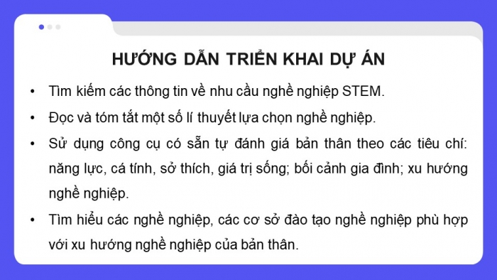 Giáo án điện tử chuyên đề Thiết kế và Công nghệ 10 kết nối Bài 8: Dự án Lập kế hoạch lựa chọn nghề nghiệp STEM