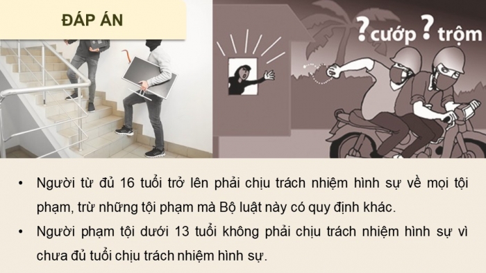 Giáo án điện tử chuyên đề Kinh tế pháp luật 10 chân trời Bài 7: Một số nội dung cơ bản của pháp luật hình sự liên quan đến người chưa thành niên phạm tội