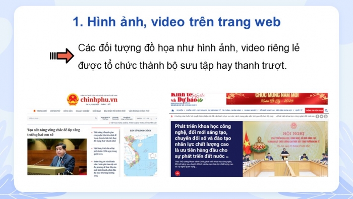 Giáo án điện tử Tin học ứng dụng 12 cánh diều Bài 5: Tạo nội dung hình ảnh cho trang web