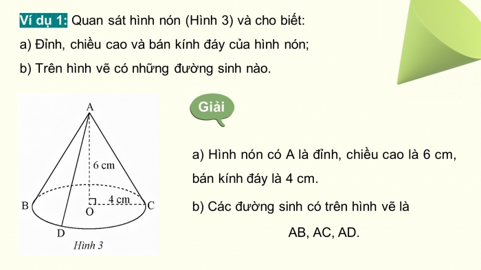 Giáo án điện tử Toán 9 chân trời Bài 2: Hình nón