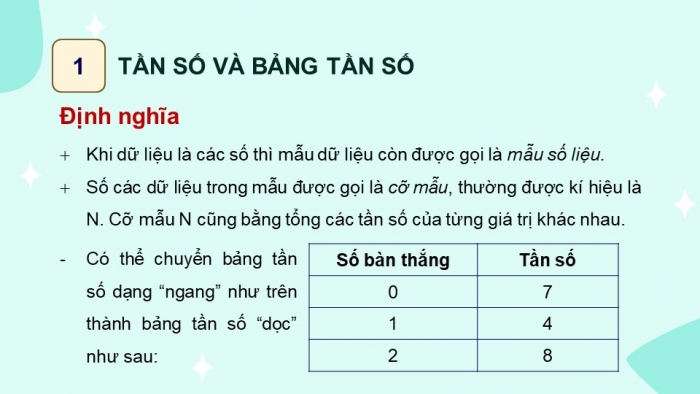 Giáo án PPT dạy thêm Toán 9 Chân trời bài 1: Bảng tần số và biểu đồ tần số