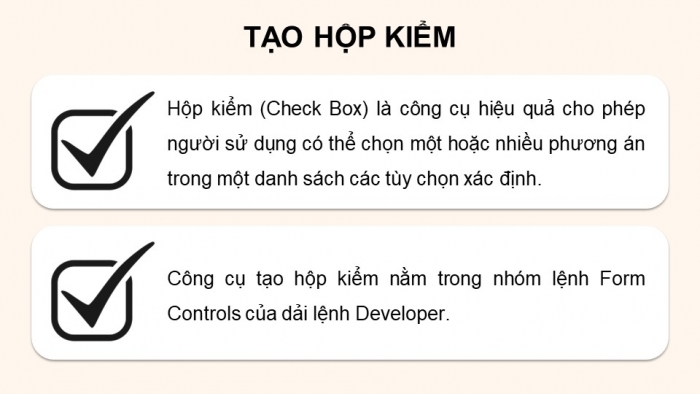 Giáo án điện tử chuyên đề Tin học ứng dụng 10 kết nối Bài 2: Tạo biểu mẫu khách hàng với hộp kiểm