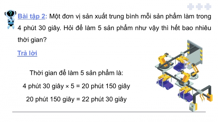 Giáo án PPT dạy thêm Toán 5 Chân trời bài 80: Nhân số đo thời gian