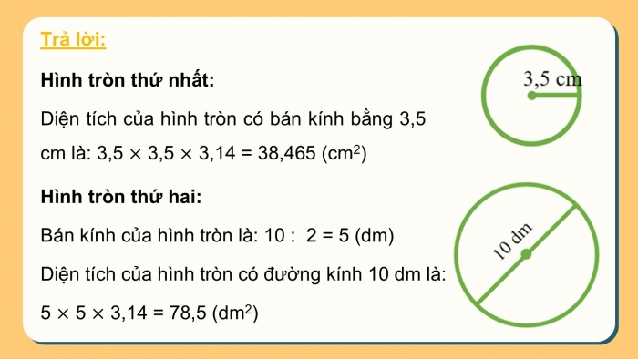 Giáo án PPT dạy thêm Toán 5 Cánh diều bài 56: Diện tích hình tròn