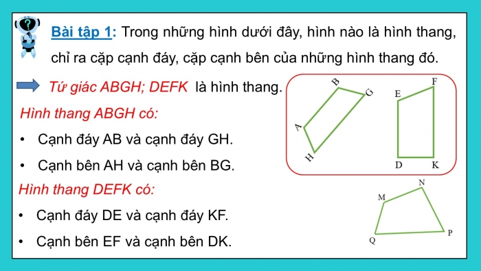 Giáo án PPT dạy thêm Toán 5 Cánh diều bài 52: Hình thang