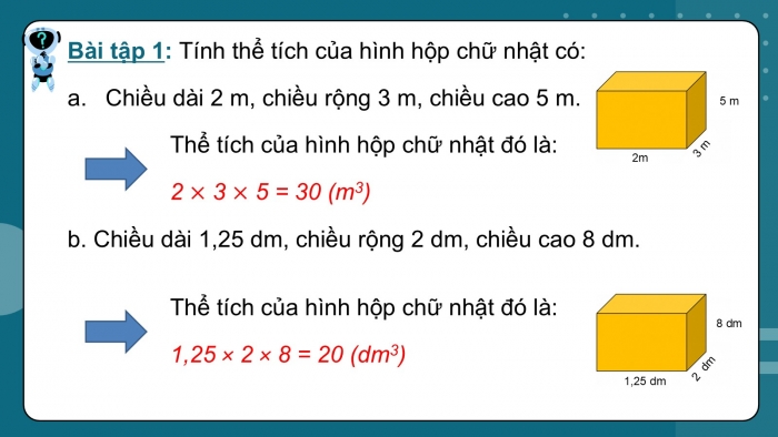 Giáo án PPT dạy thêm Toán 5 Cánh diều bài 65: Thể tích hình hộp chữ nhật, hình lập phương