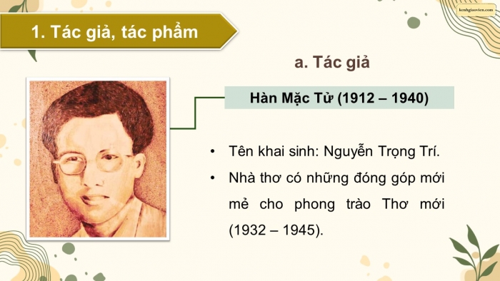 Giáo án PPT dạy thêm Ngữ văn 9 Chân trời bài 10: Mùa xuân chín (Hàn Mặc Tử)