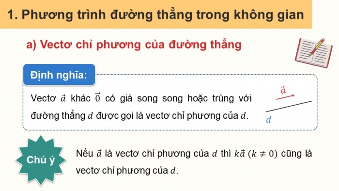 Giáo án PPT dạy thêm Toán 12 chân trời Bài 2: Phương trình đường thẳng trong không gian