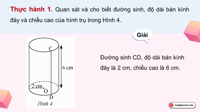 Giáo án điện tử Toán 9 chân trời Bài 1: Hình trụ