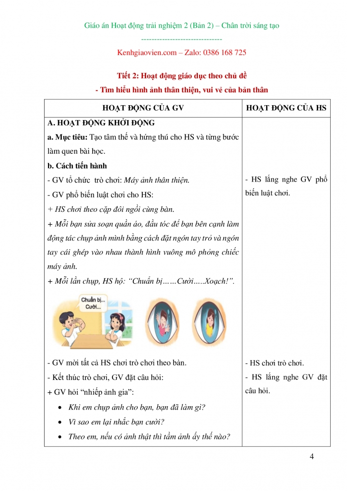 Giáo án Hoạt động trải nghiệm 2 chân trời sáng tạo bản 2