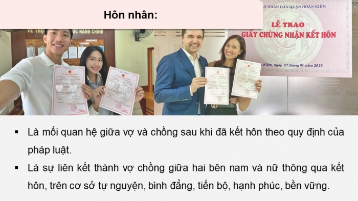 Giáo án điện tử chuyên đề Kinh tế pháp luật 10 cánh diều Bài 2: Hôn nhân