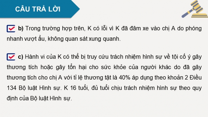 Giáo án điện tử chuyên đề Kinh tế pháp luật 10 cánh diều Bài 9: Khái niệm, các nguyên tắc của pháp luật hình sự