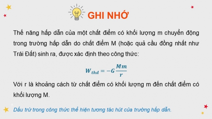 Giáo án điện tử chuyên đề Vật lí 11 chân trời Bài 4: Thế năng hấp dẫn. Thế hấp dẫn