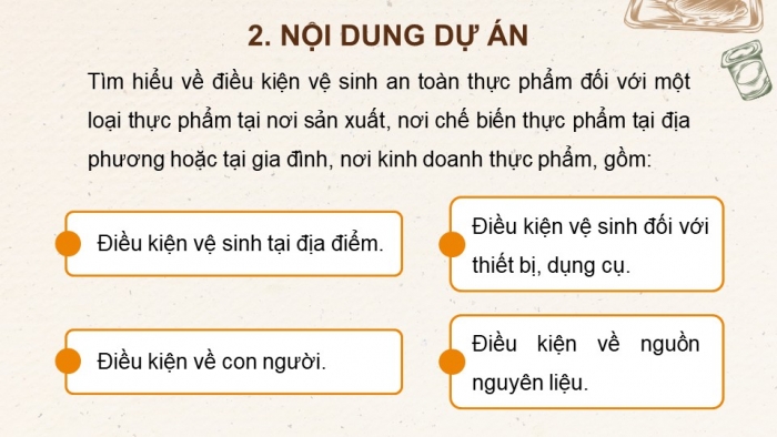 Giáo án điện tử chuyên đề Sinh học 11 cánh diều Bài 10: Dự án điều tra về hiện trạng an toàn vệ sinh thực phẩm tại địa phương