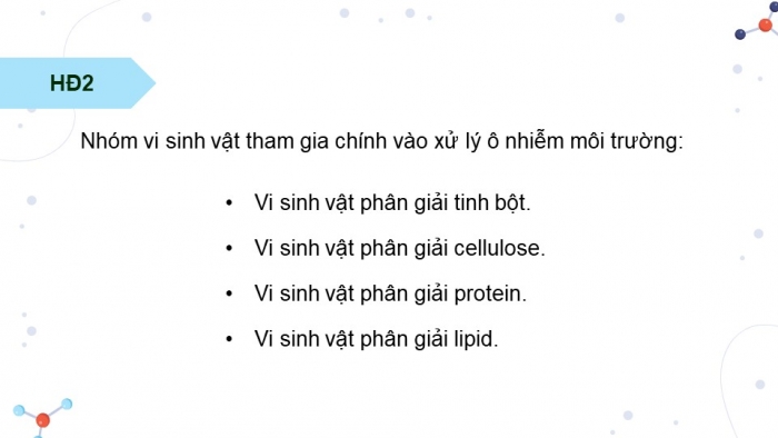 Giáo án điện tử chuyên đề Sinh học 10 chân trời Bài 10: Vai trò của vi sinh vật trong xử lí ô nhiễm môi trường