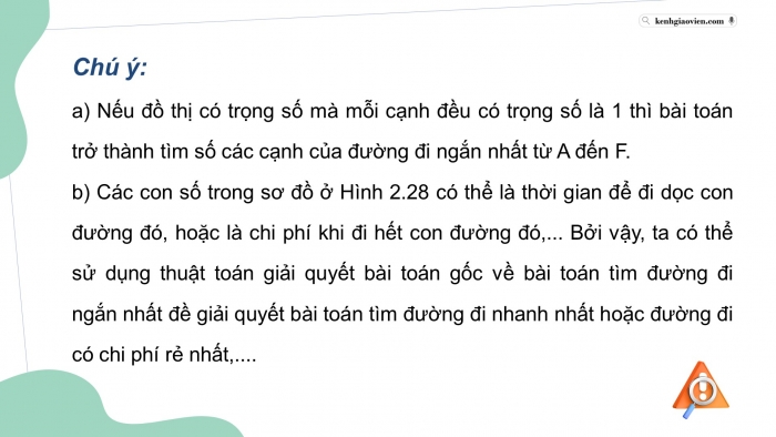 Giáo án điện tử chuyên đề Toán 11 kết nối Bài 10: Bài toán tìm đường đi tối ưu trong một vài trường hợp đơn giản