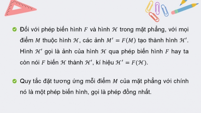 Giáo án điện tử chuyên đề Toán 11 cánh diều Bài 1: Phép dời hình