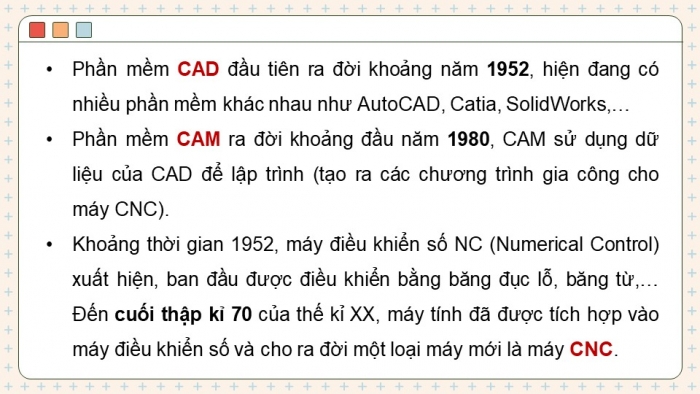 Giáo án điện tử chuyên đề Công nghệ cơ khí 11 cánh diều Bài 5: Công nghệ CAD/CAM-CNC trong sản xuất cơ khí