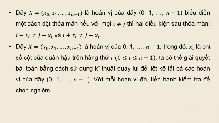 Giáo án điện tử chuyên đề Khoa học máy tính 11 cánh diều Bài 5: Thực hành kĩ thuật quay lui giải bài toán xếp hậu