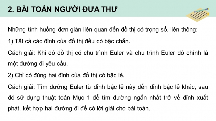 Giáo án điện tử chuyên đề Toán 11 kết nối Bài 10: Bài toán tìm đường đi tối ưu trong một vài trường hợp đơn giản