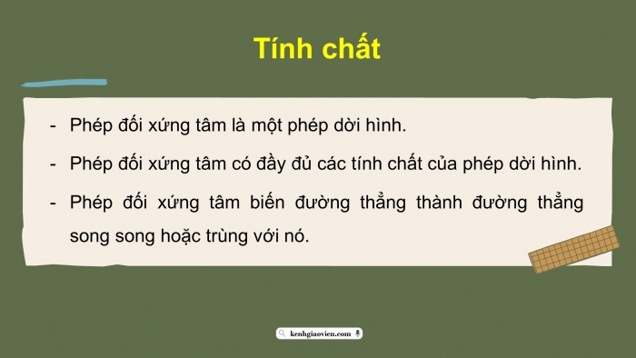 Giáo án điện tử chuyên đề Toán 11 chân trời Bài 4: Phép đối xứng tâm