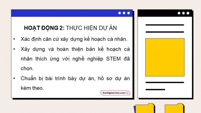 Giáo án điện tử chuyên đề Thiết kế và Công nghệ 10 cánh diều Bài 13: Dự án Xây dựng kế hoạch cá nhân thích ứng với nghề nghiệp STEM