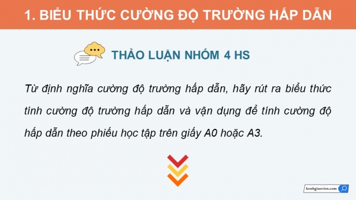 Giáo án điện tử chuyên đề Vật lí 11 kết nối Bài 2: Cường độ trường hấp dẫn