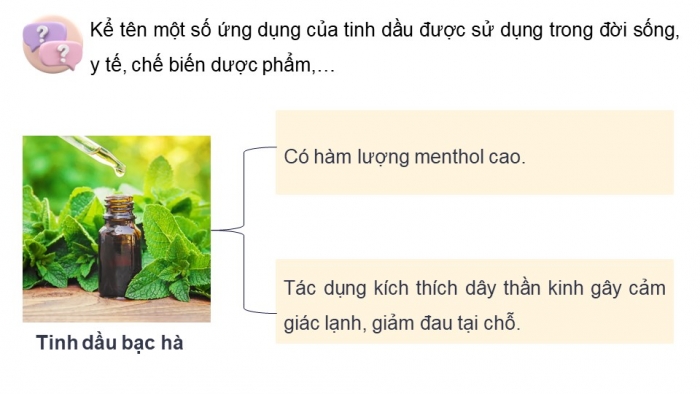 Giáo án điện tử chuyên đề Hoá học 11 cánh diều Bài 4: Tách tinh dầu từ các nguồn thảo mộc tự nhiên