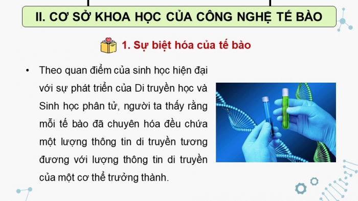 Giáo án điện tử chuyên đề Sinh học 10 chân trời Bài 1: Khái quát về công nghệ tế bào