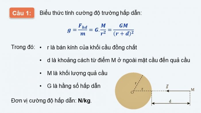 Giáo án điện tử chuyên đề Vật lí 11 kết nối Bài 2: Cường độ trường hấp dẫn