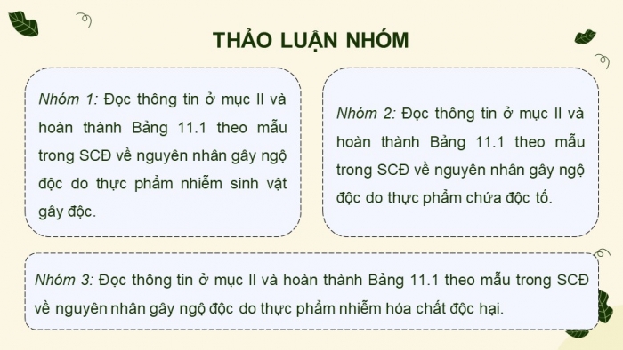 Giáo án điện tử chuyên đề Sinh học 11 chân trời Bài 11: Ngộ độc thực phẩm