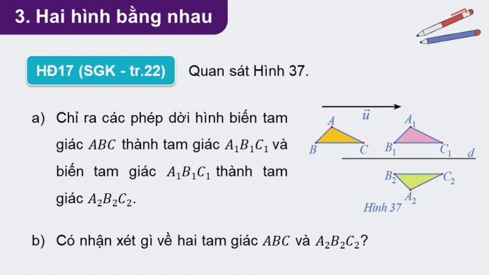 Giáo án điện tử chuyên đề Toán 11 cánh diều Bài 1: Phép dời hình (P3)