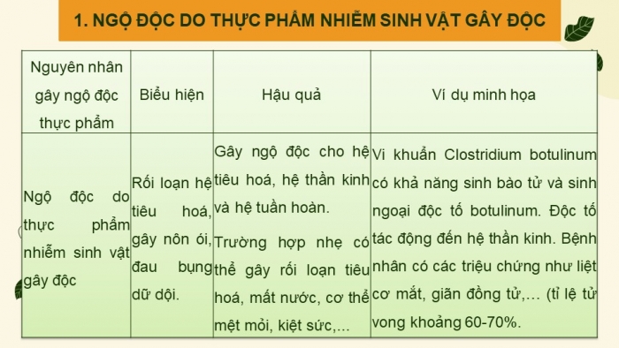 Giáo án điện tử chuyên đề Sinh học 11 chân trời Bài 11: Ngộ độc thực phẩm