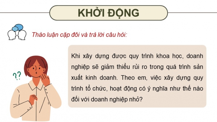 Giáo án điện tử chuyên đề Kinh tế pháp luật 10 cánh diều Bài 7: Quy trình tổ chức, hoạt động của doanh nghiệp nhỏ