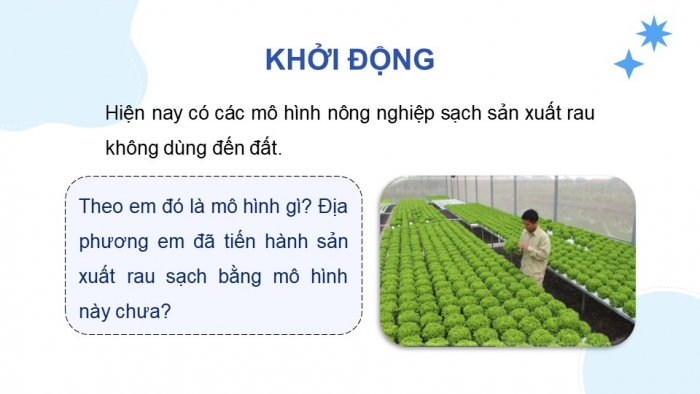 Giáo án điện tử chuyên đề Sinh học 11 chân trời Bài 3: Thuỷ canh theo hướng phát triển nông nghiệp sạch